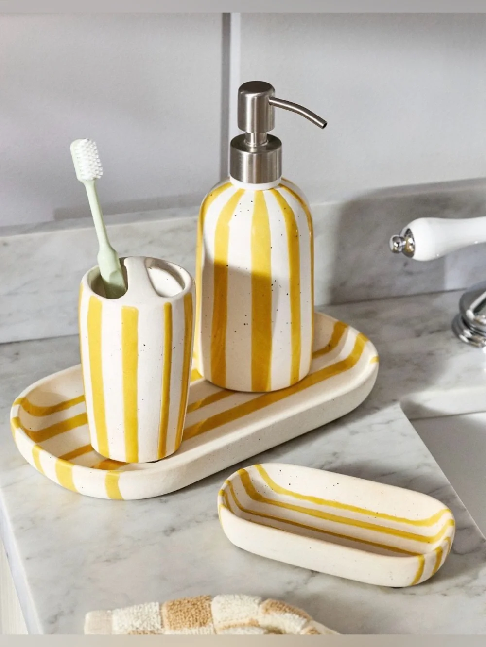 Anthropologie Striped Ceramic Soap Dish, NIP